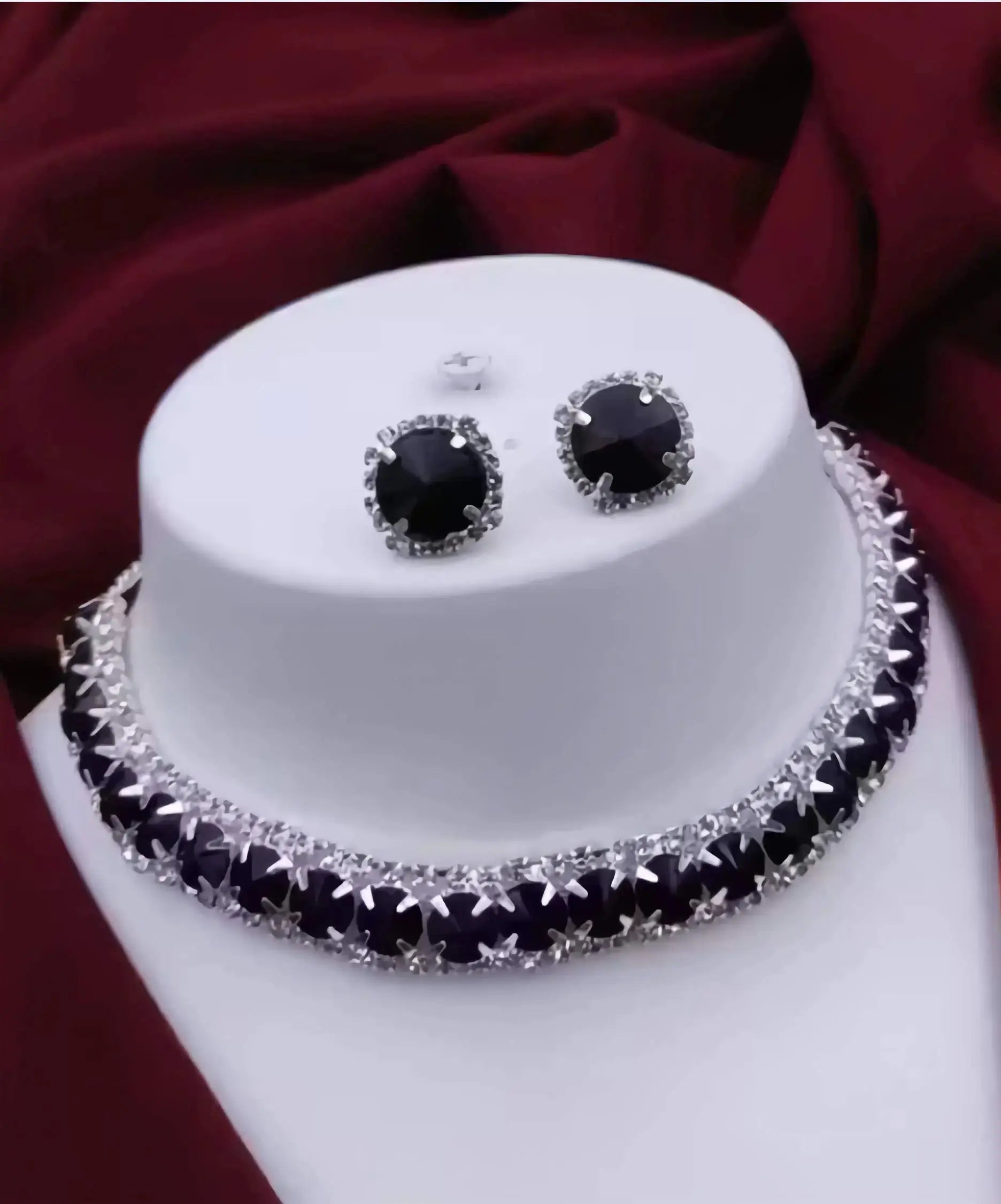 Silver plated AD stone choker set suitable for festive and party wear