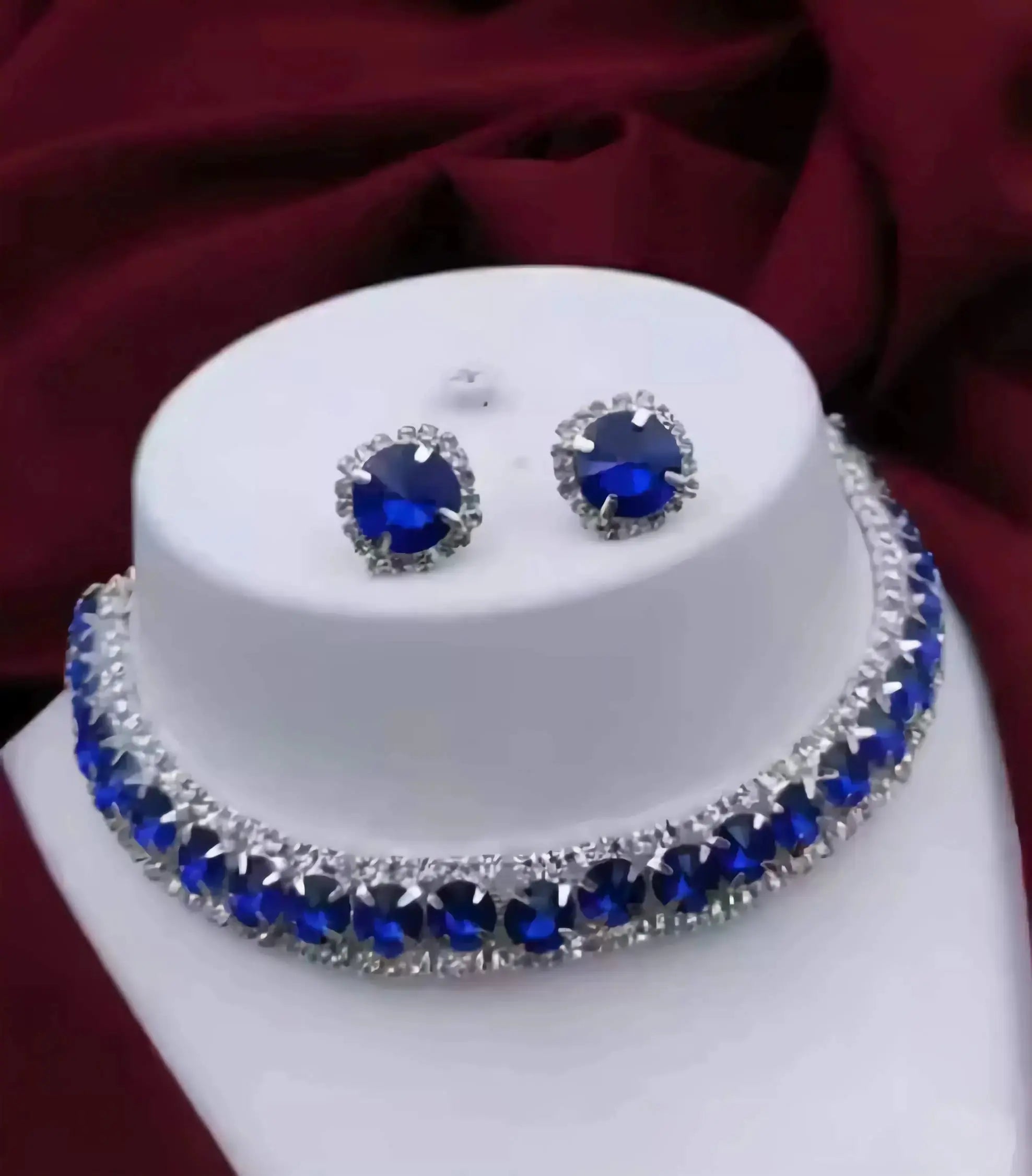 AD stone choker set showing multiple stone color options