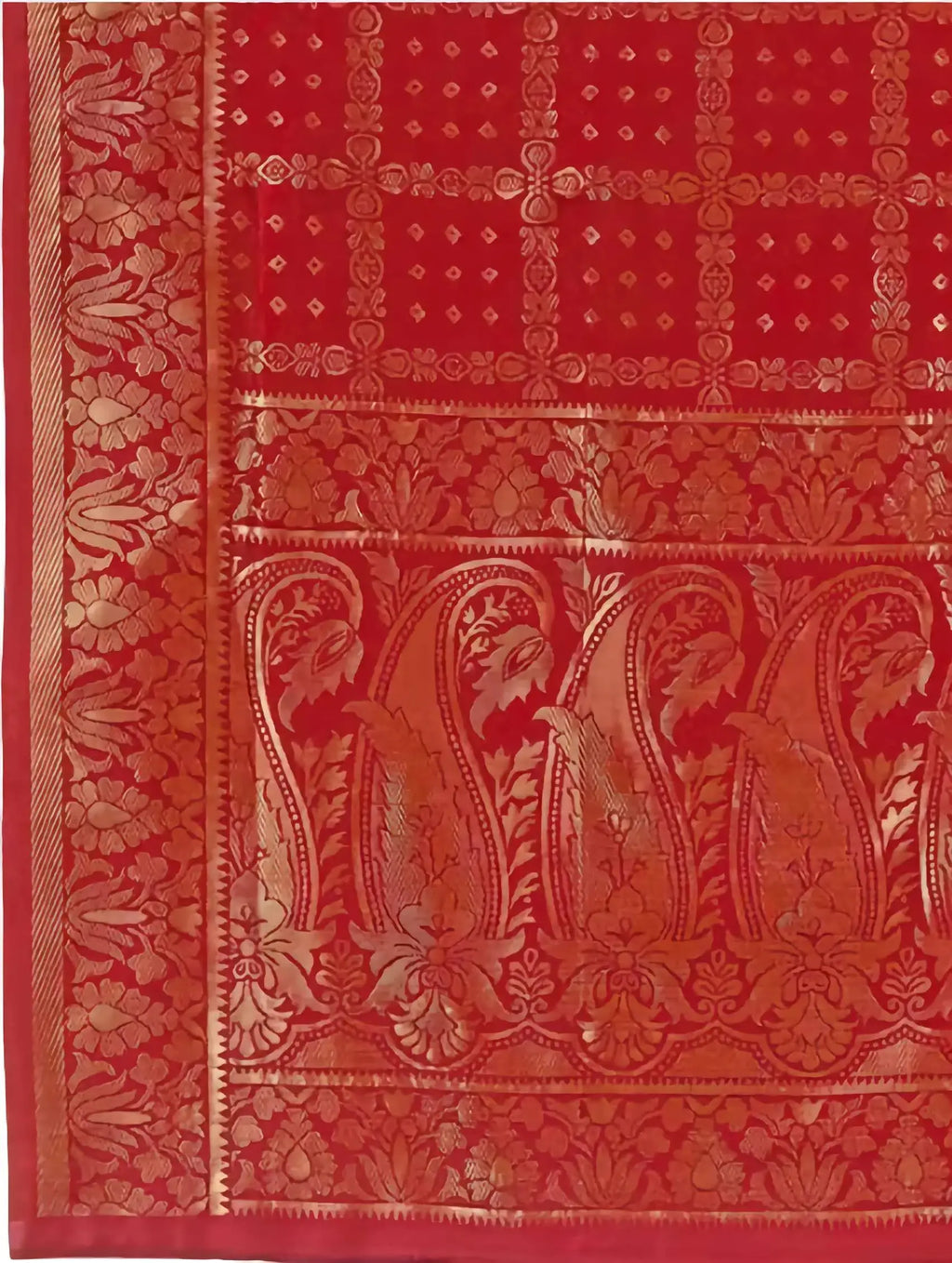 Pink art silk dupatta with ethnic motif border detailing