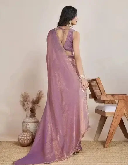 Lightweight chiffon fabric texture with crush finish saree
