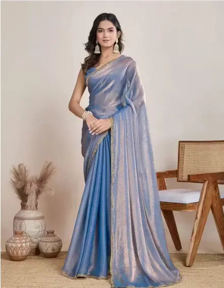 Festive look styling of crush chiffon saree for women
