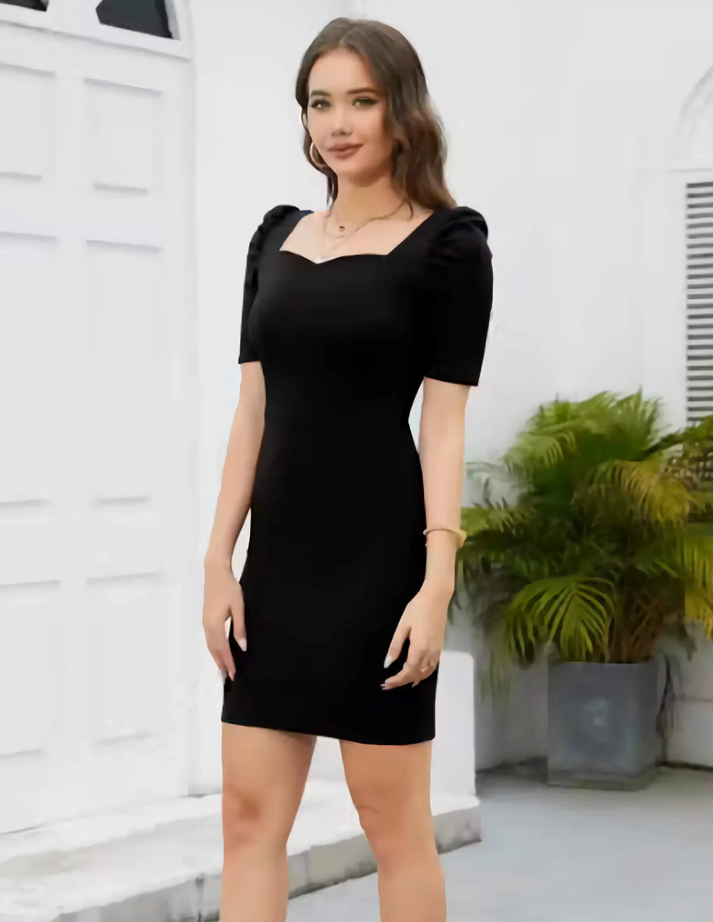 Black mini bodycon dress for women partywear