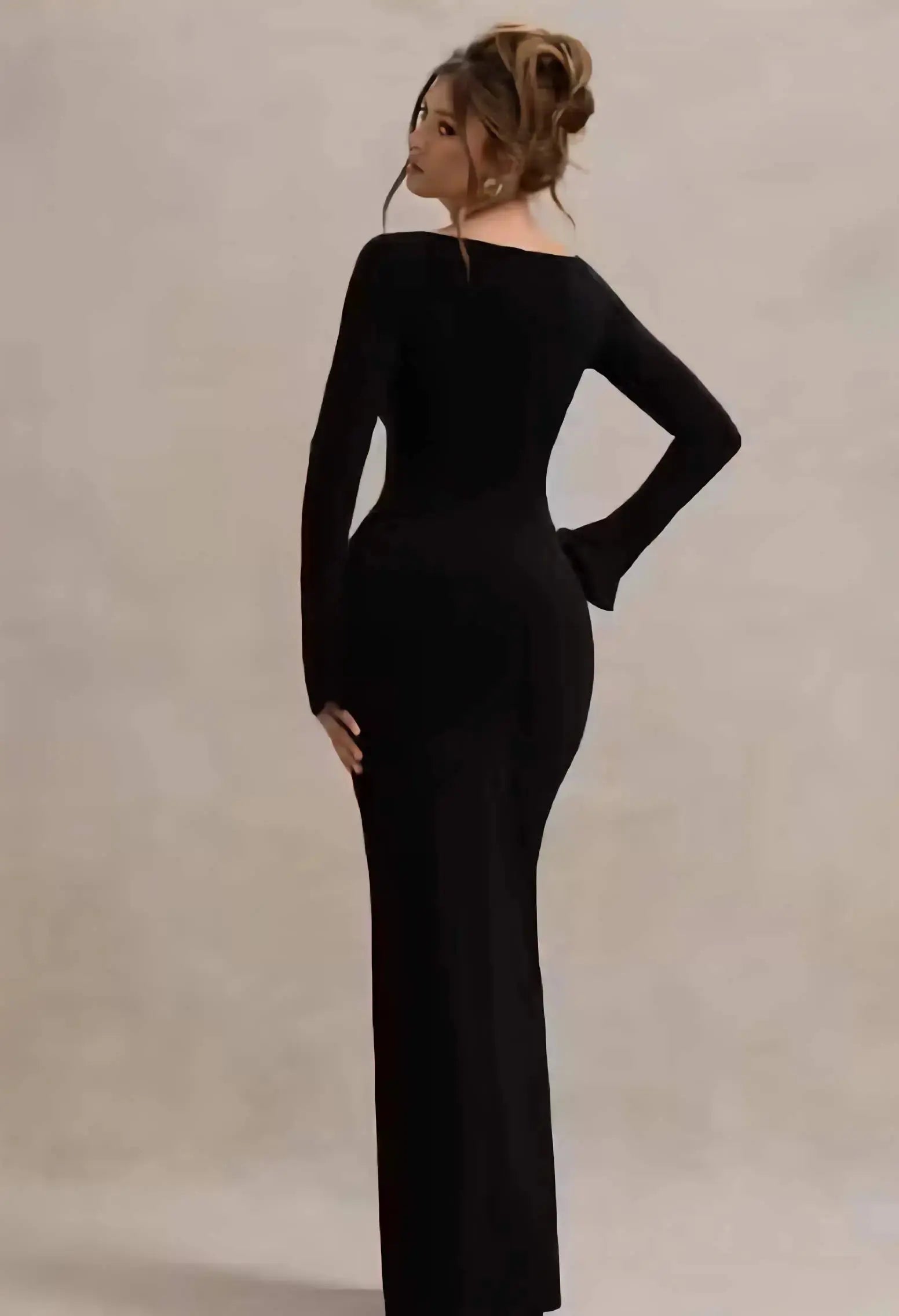Soft stretchable lycra fabric of full sleeve bodycon maxi dress for women