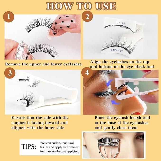 DIY application of Magnetic Eyelashes Pair of 1 – Easy On-Off, No Glue Needed