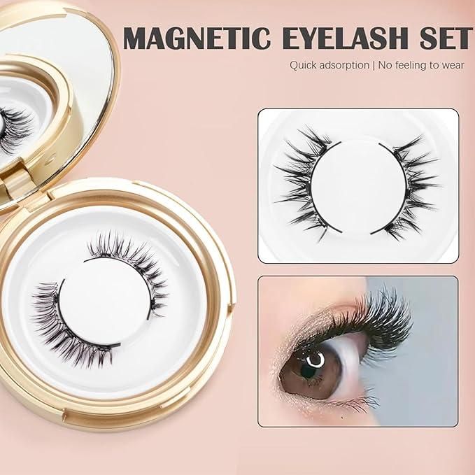 Front view of Magnetic Eyelashes Pair of 1 – Reusable Black Synthetic Lashes for Easy Glam