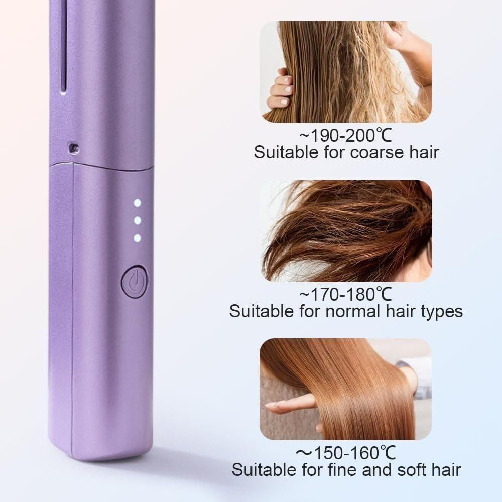 Adjustable heat control Mini Cordless Hair Straightener with 200°C maximum temperature