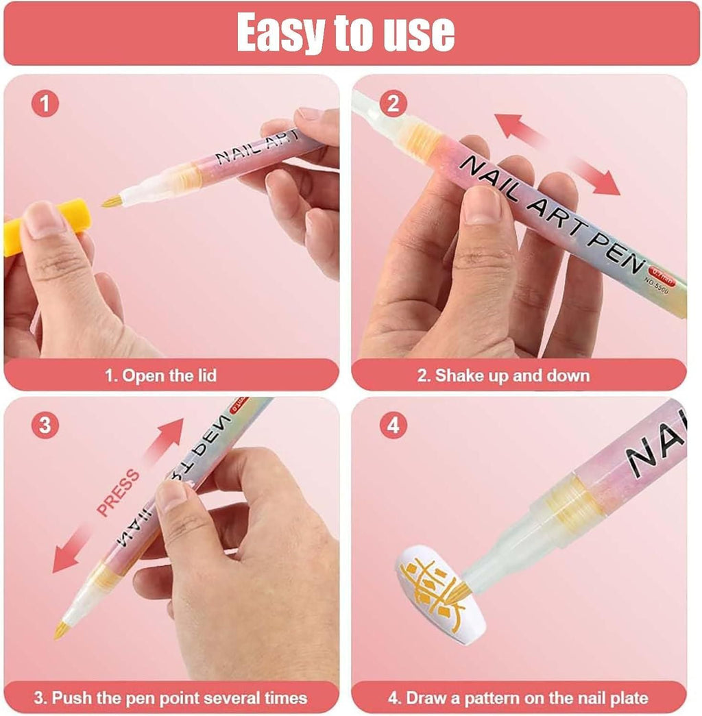 Nail Art Pens combined with other nail tools – Create intricate nail designs