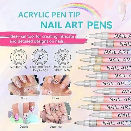 Nail Art Pens Set of 12 Colors – Ideal gift for nail art lovers and enthusiasts