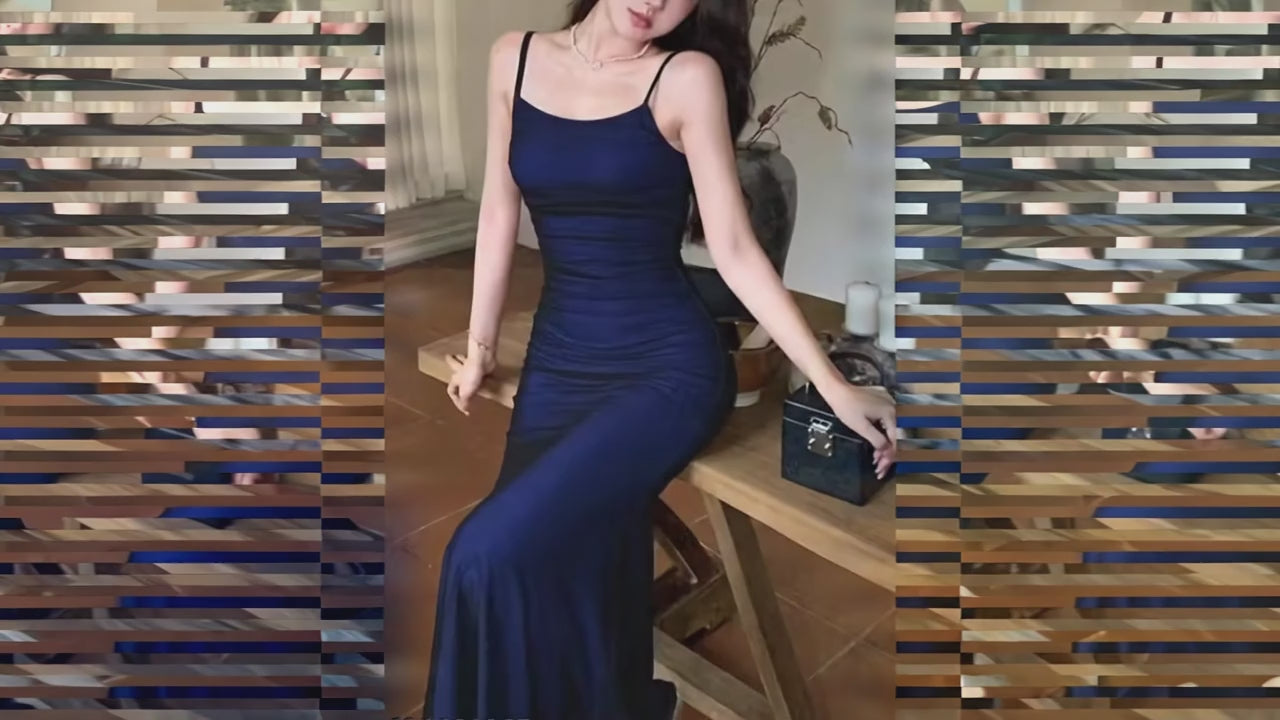 Royal blue strapless lycra bodycon dress for women showcased in a stylish party wear video