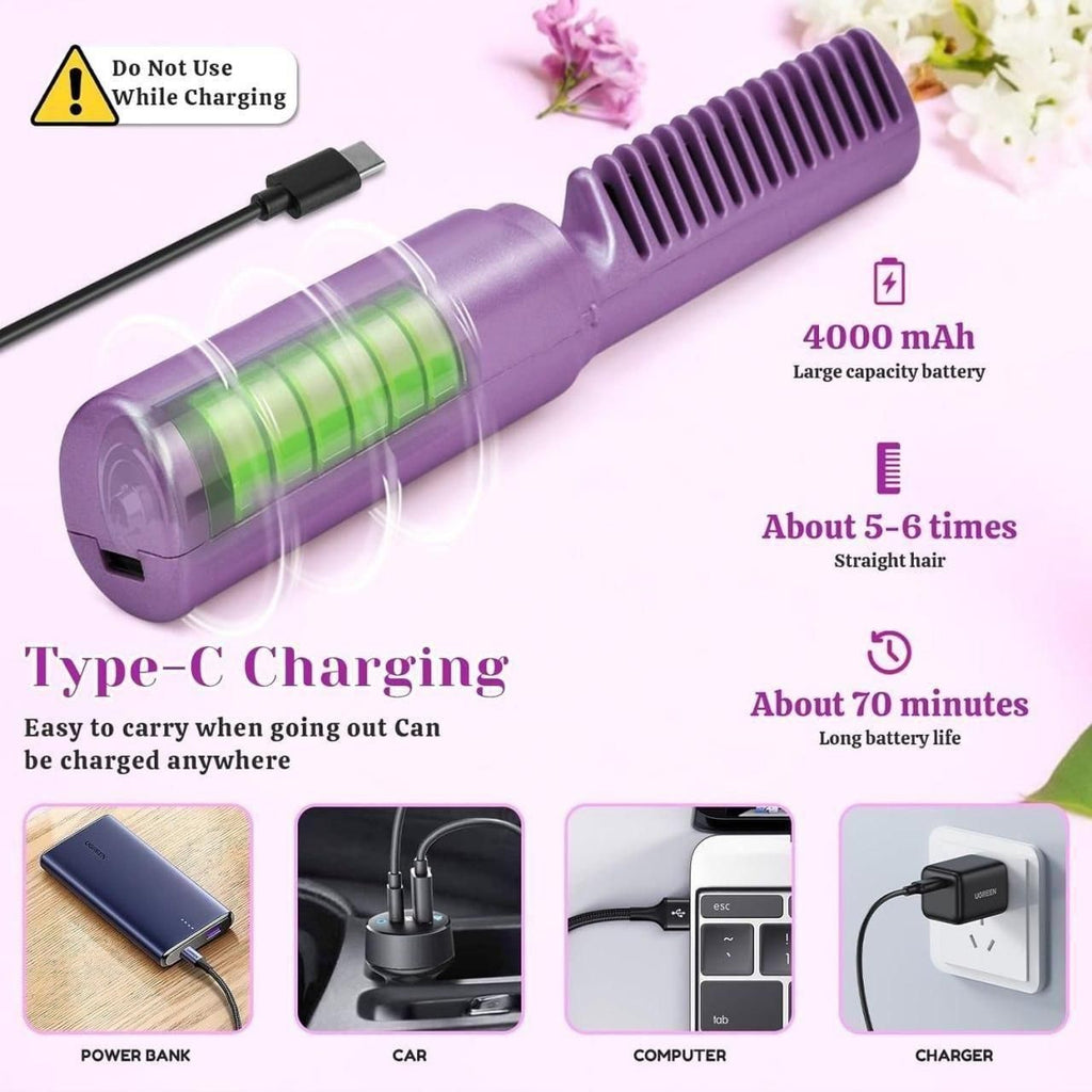 Rechargeable Mini Cordless Hair Straightener with battery-powered USB charging