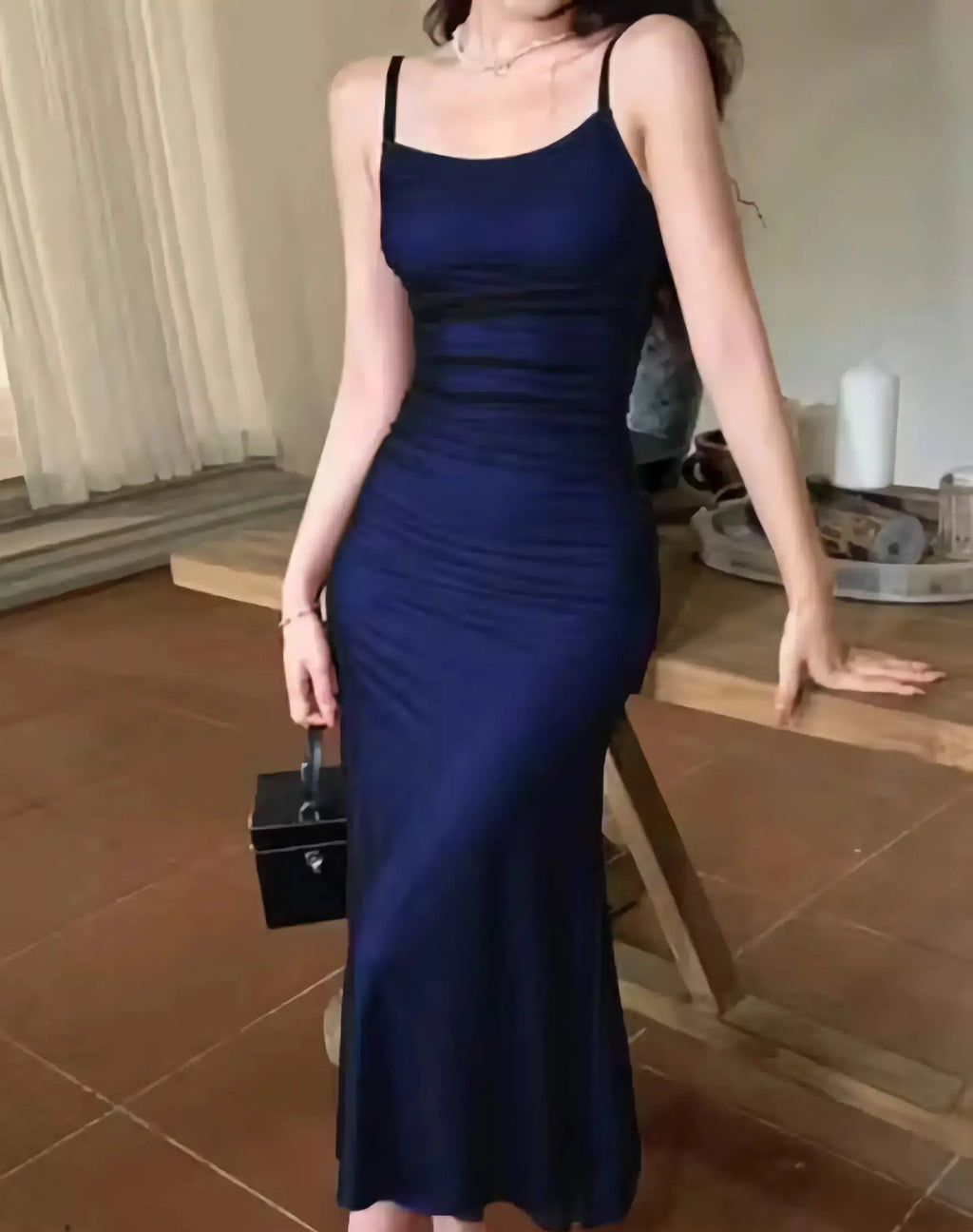 Royal blue strapless bodycon dress for women in premium lycra with a stylish front view